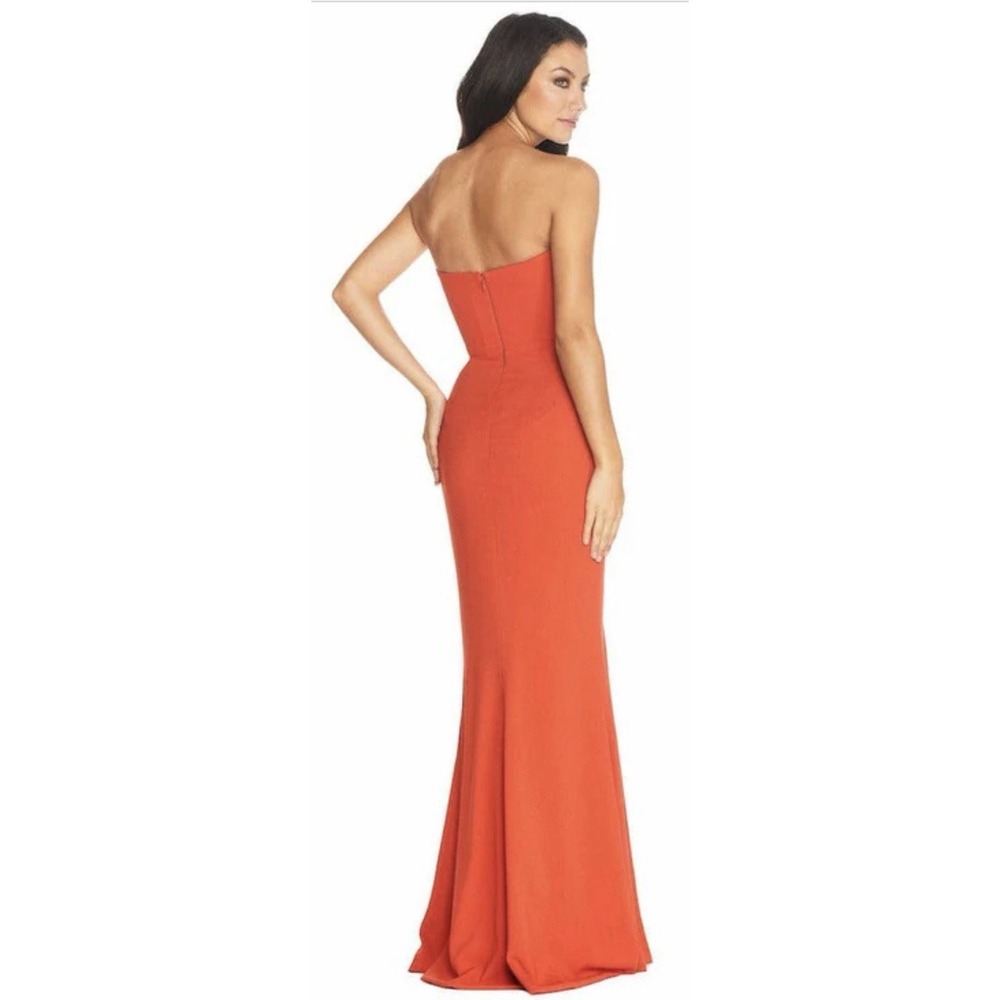 Dress the Population Fernanda Maxi Dress Strapless V Neck‎ Gown Poppy Orange L - Picture 10 of 14